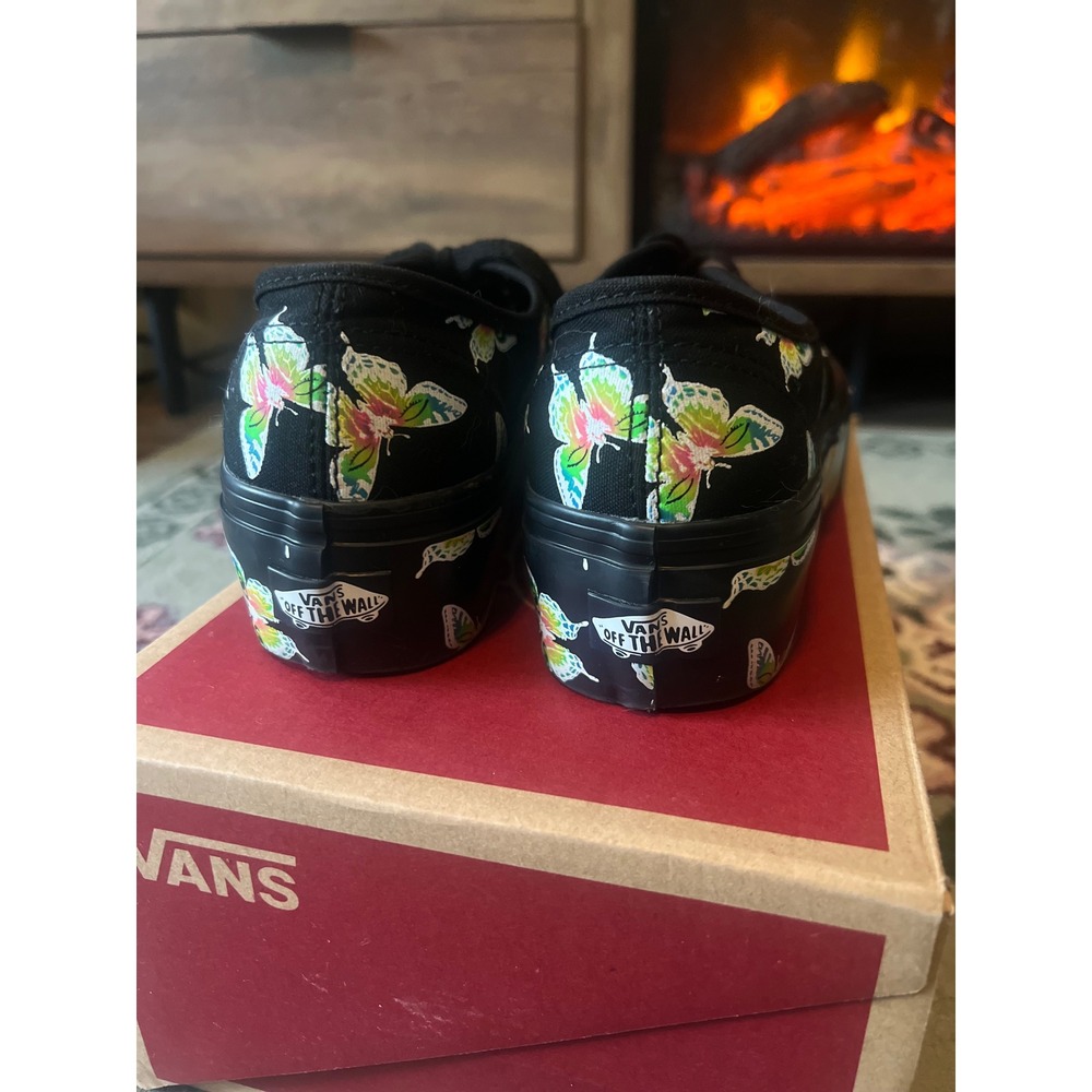 Vans Authentic Stac Women 8 Black Excellent Butterfly Platform Sneakers - Picture 3 of 4